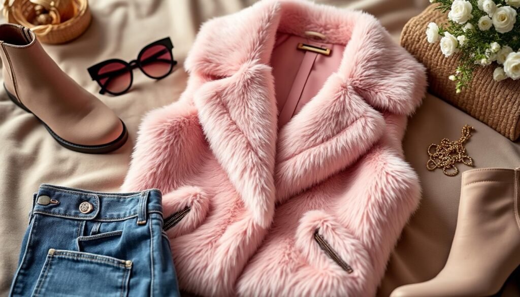 craquez pour le gilet moumoute rose, la pièce tendance et ultra confortable de la saison. idéal pour apporter une touche cosy et stylée à toutes vos tenues automne-hiver !